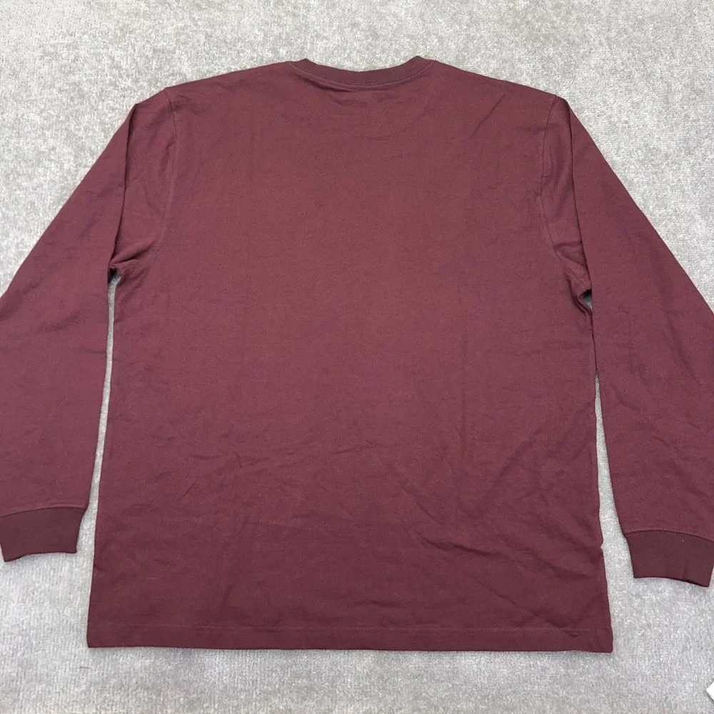CARHARTT Men's Large Pocket T-Shirt Loose Fit Long Sleeve Maroon Workwear NWT